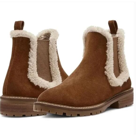 Steve Madden Leopold Boots 9 NWOT Brown Suede Ankle Booties Faux Fur - Picture 1 of 9